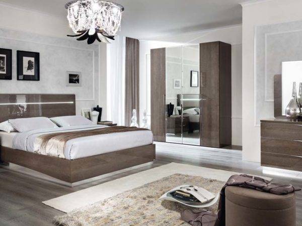 Ժամանակակից մահճակալ Luna պահոցով և օրիգինալ Swarovski ներդիրով