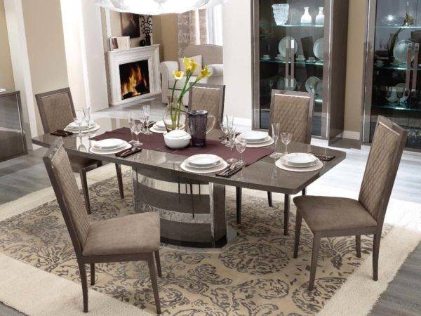 Ճաշասենյակի ժամանակակից ճաշասեղան հասանելի 2 չափով