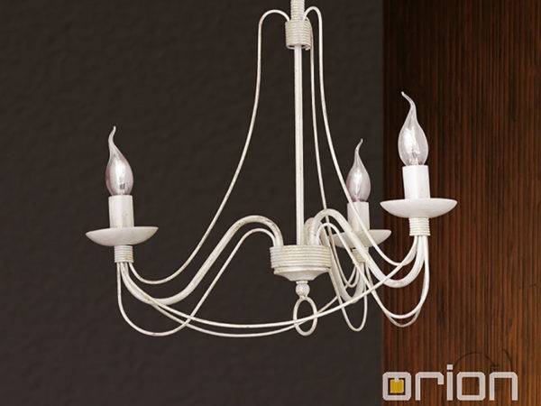 Orion Vela Chandelier with 3 Lamps in Ivory Finish
