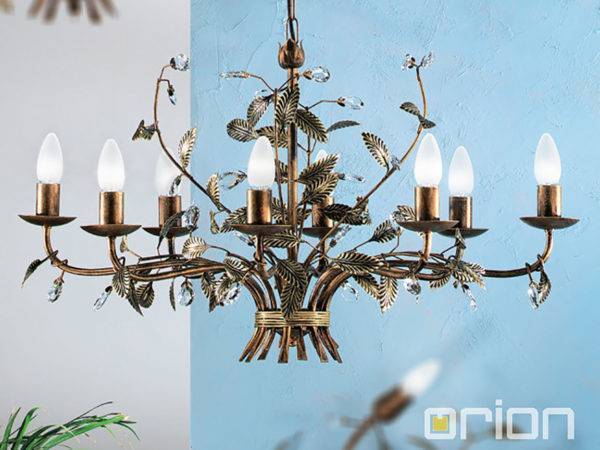 Orion Flora Chandelier with 8 Lamps in Antique Finish