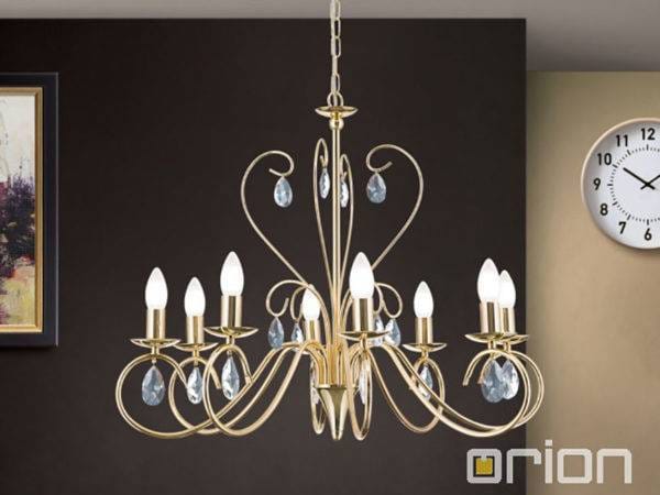 Orion Alessia Chandelier with 8 Lamps & 24K Gold Plated