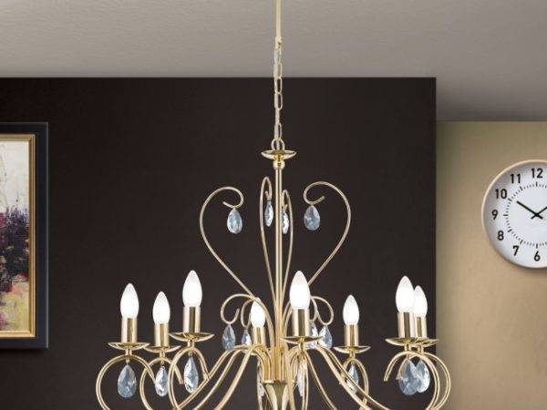 Ջահ Orion Alessia 8 լամպով և 24 կարատ ոսկեպատ ծածկով