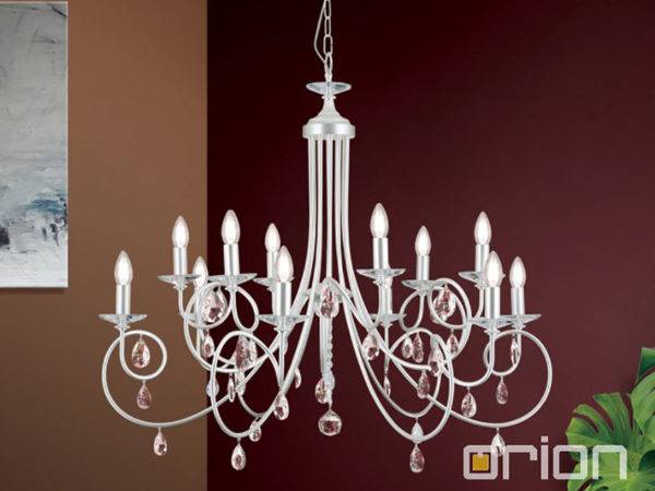 Orion Chandelier Giada with 12 lamps in Silver Matt Finish