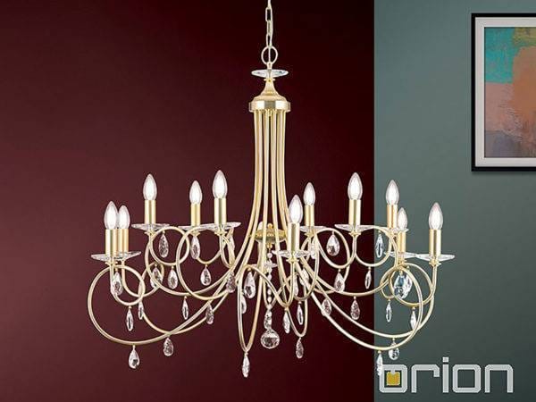 Orion Giada Chandelier with 12 Lamps in Gold Matt Finish
