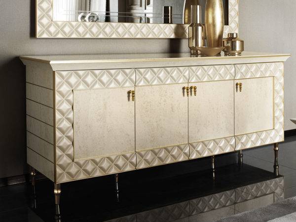 կոմոդ, komod, comod, комод, հյուրասենյակի 4 դռանանի կոմոդ ռոմբաձև մակերեսով, ոսկեգույն մարմարյա կոմոդ