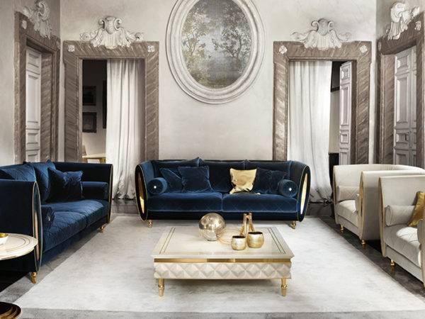 շքեղ հյուրասենյակային հավաքածու, թավշյա բազմոց և բազկաթոռ