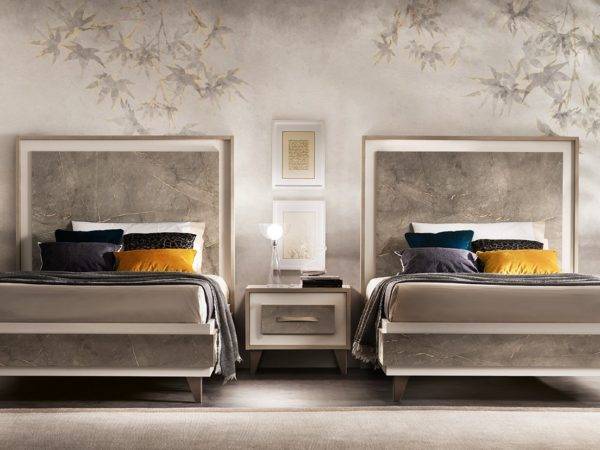 Մահճակալ մեկտեղանոց մարմարից գլխամասով պաստելային երանգով