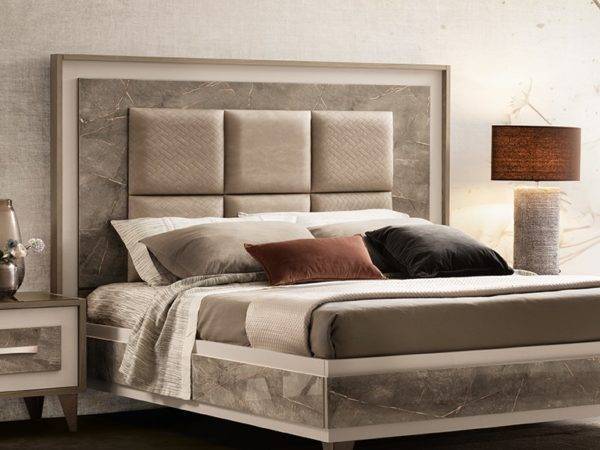 Queen Size մահճակալ մարմարյա գլխամասով պաստելային երանգներով