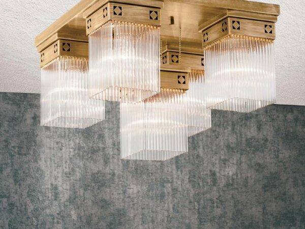 Ceiling light ART QUATRO, 5-flames, antique bronze