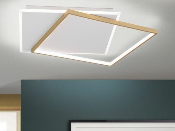 LED ceiling light EMANUEL, white and gold