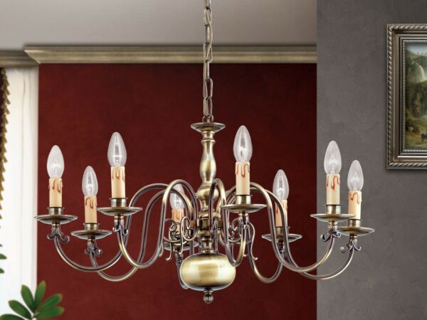 Chandelier FLÄMISCH, 8-lamps, Patina