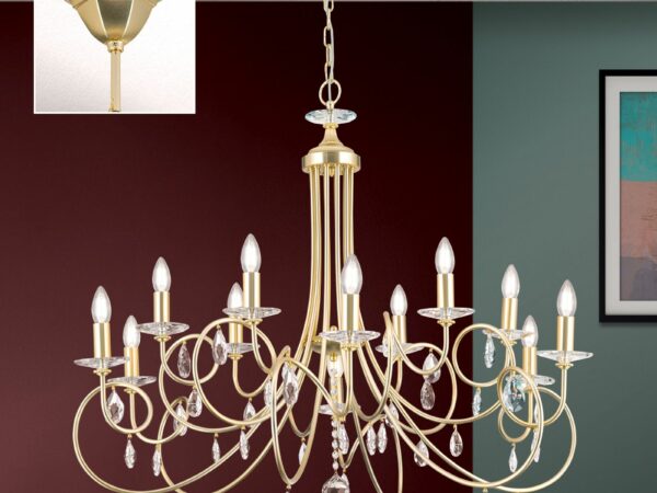 Chandelier GIADA, 12-lamps, gold matt