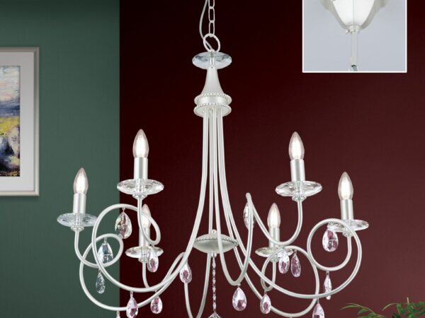 Chandelier GIADA, 6 lamps, silver matt finish