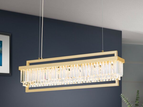 LED pendant lamp PRISM, long, 24 carat gold-plated