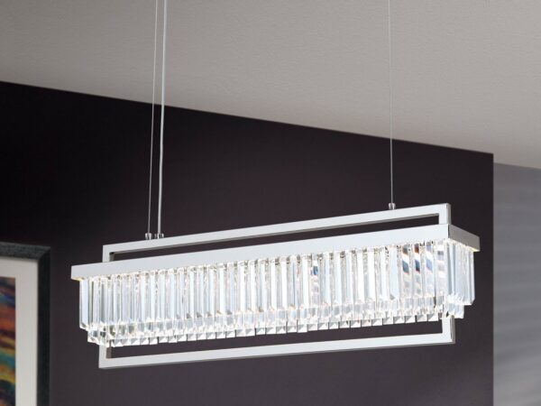 PRISM LED pendant light, oblong, chrome