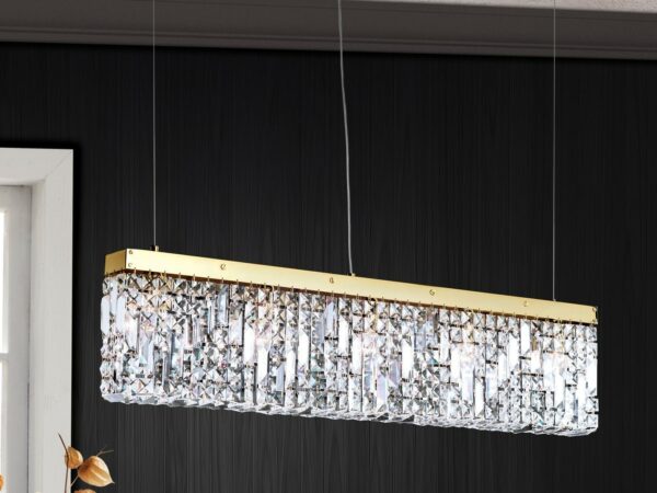Straight pendant lamp RING, gold, 90 cm