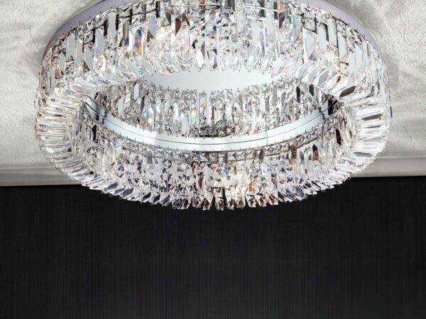 Crystal ceiling light RING, 6-flames, chrome